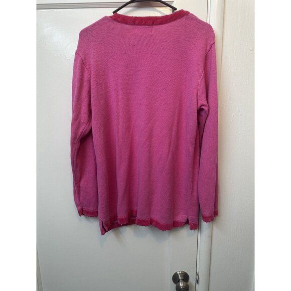 Vintage Quacker Factory Sweater Light Pink Snowman Sequins Womens L Embroidered - Picture 4 of 5